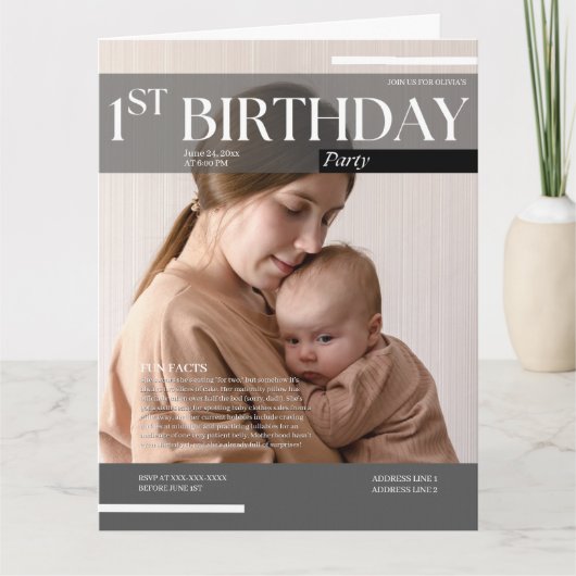 Grappig magazine 1e verjaardag uitnodiging (Voorkant)