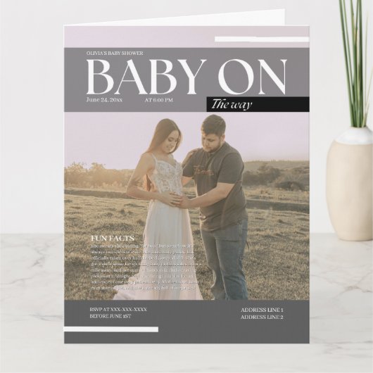 Grappig magazine baby shower uitnodiging (Voorkant)