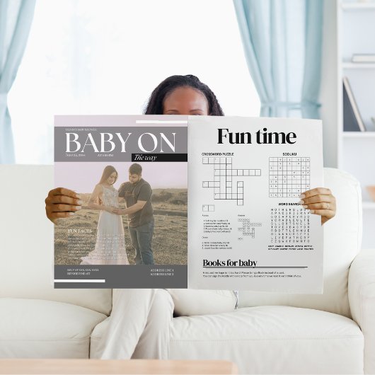 Grappig magazine baby shower uitnodiging