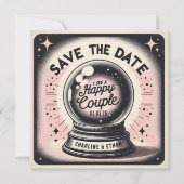 Grappig Magic Ball Roze zwart Save the date (Voorkant)