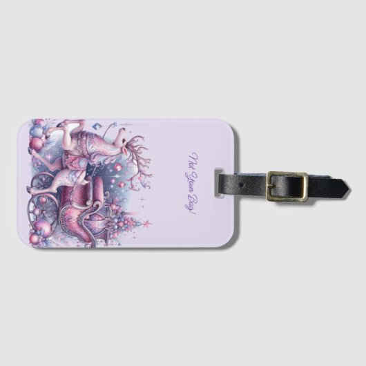 Grappig magisch Paarse rendier Bagagelabel (Voorkant (horizontaal))