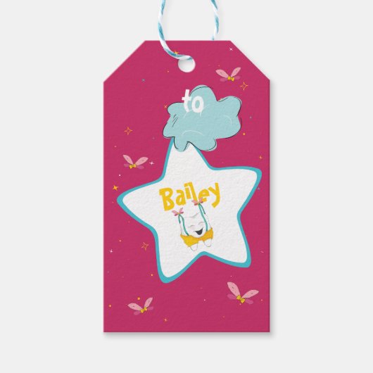 Grappig Magisch Roze Kleur Pop Tand Pun Cadeaulabel (Voorkant)