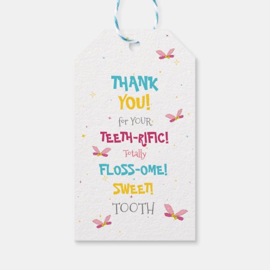 Grappig Magisch Roze Kleur Pop Tand Pun Cadeaulabel (Achterkant)