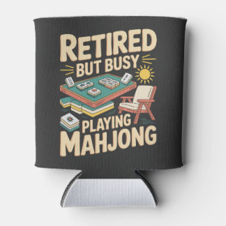 Grappig Mahjong Pensioen Met Pensioen Maar Bezigh Blikjeskoeler