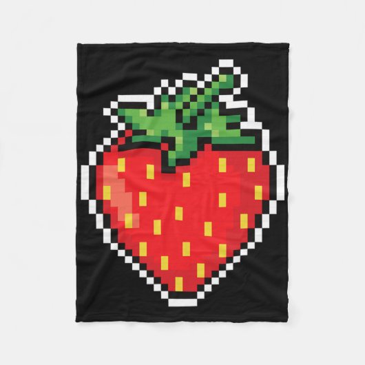 Grappig Makkelijk Halloween Kostuum Pixel Aardbei  Fleece Deken (Voorkant)