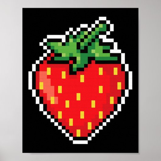 Grappig Makkelijk Halloween Kostuum Pixel Aardbei  Poster (Voorkant)