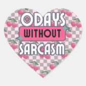 Grappig mam 0 dagen zonder sarcasme hart sticker (Voorkant)