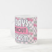 Grappig mam 0 dagen zonder sarcasme matglas koffiemok (Voorkant links)