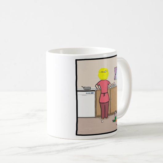 Grappig mam, de jongen is omhoog koffiemok (Voorkant rechts)