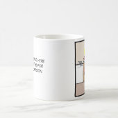 Grappig mam, de jongen is omhoog koffiemok (Center)