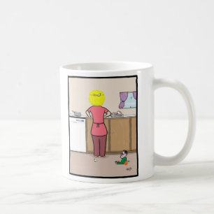 Grappig mam, de jongen is omhoog koffiemok