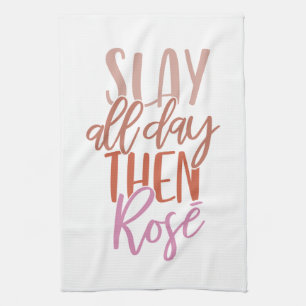 Grappig mam Life Wine Lover Girl Boss Pink Quote  Theedoek