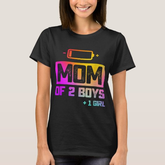 Grappig mam van 2 jongens 1 Girl Low Battery T-shirt (Voorkant)