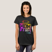 Grappig mam van 2 jongens 1 Girl Low Battery T-shirt (Voorkant volledig)