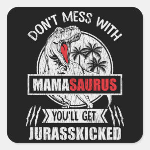 Grappig Mama Dinosaur Cadeau Mamasaurus Moeder Cad Vierkante Sticker