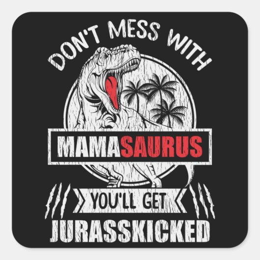 Grappig Mama Dinosaur Cadeau Mamasaurus Moeder Cad Vierkante Sticker (Voorkant)