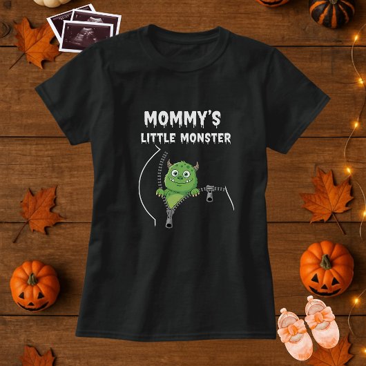 Grappig Mama Little Monster Peekaboo Zwanger T-shirt