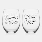 Grappig  "Mama's on Break" Wijnglas Zonder Voet (Achterkant)