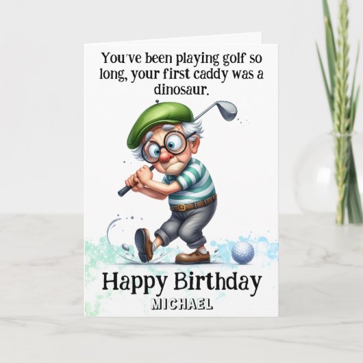 ** Grappig Man AP94 Oudste Golfer Verjaardag Kaart (Voorkant)