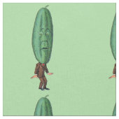 Grappig Man Big Green Pickle Head Brown Suit Groen Stof (Close Up)