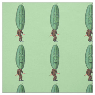 Grappig Man Big Green Pickle Head Brown Suit Groen Stof