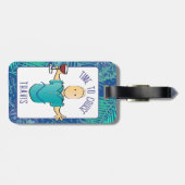 Grappig Man Cartoon Cruise Vakantie voor hem Bagagelabel (Achterkant horizontaal)