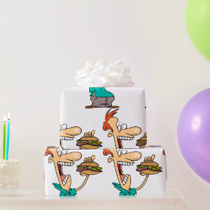 Grappig Man dat een broodje eet Cadeaupapier