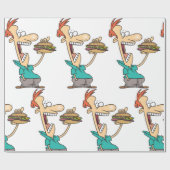 Grappig Man dat een broodje eet Cadeaupapier (Vlak)