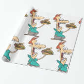 Grappig Man dat een broodje eet Cadeaupapier (Uitgerold)