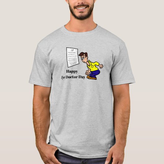 Grappig Man dat probeert de ooggrafiek te lezen T-shirt (Voorkant)