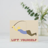 Grappig Man dat zichzelf ophoudt met Vissen pool Briefkaart (Staand voorkant)