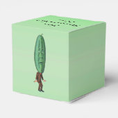 Grappig Man groot augurk hoofd bruin pak groen Bedankdoosjes (Achterkant)