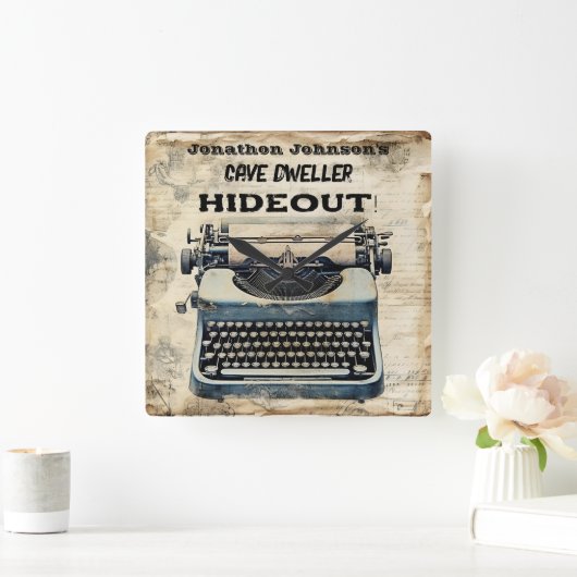 Grappig Man grot typemachine wandklok (Huis)