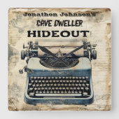 Grappig Man grot typemachine wandklok (Voorkant)