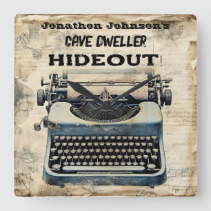 Grappig Man grot typemachine wandklok