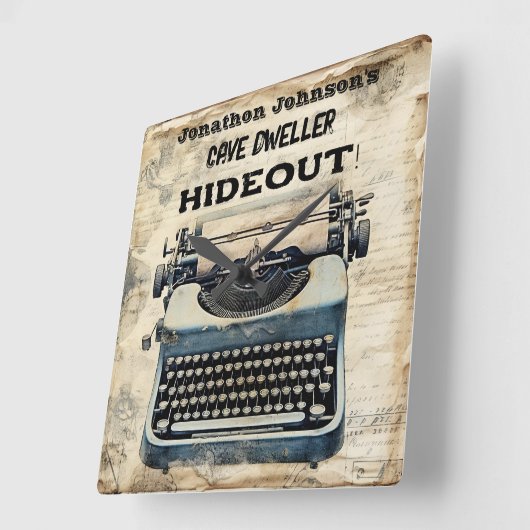 Grappig Man grot typemachine wandklok (Hoek)