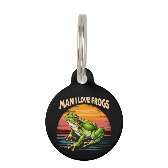 Grappig Man I Love Frogs Retro Frog Lovers Schatti Huisdierpenning (Voorkant)