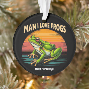 Grappig Man I Love Frogs Retro Frog Lovers Schatti Ornament