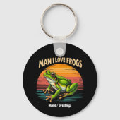 Grappig Man I Love Frogs Retro Frog Lovers Schatti Sleutelhanger (Voorkant)