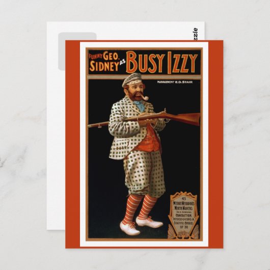 grappig man met geweer- en golfkleding briefkaart (Voorkant / Achterkant)