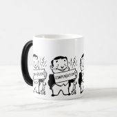 Grappig Man met Teken: Compensatie Humor Magische Mok (Voorkant links)