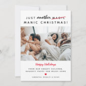 Grappig 'Manic Kerstmis'-foto Feestdagenkaart (Voorkant)