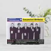 Grappig Mannen Birthday Police Line-UP Black and W Kaart (Staand voorkant)