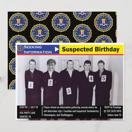 Grappig Mannen Birthday Police Line-UP Black and W Kaart (Voorkant / Achterkant)