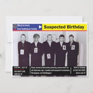 Grappig Mannen Birthday Police Line-UP Black and W Kaart
