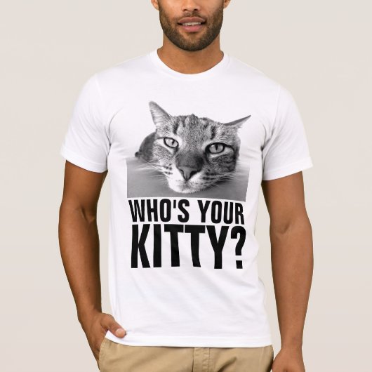 Grappig mannen CAT T-SHIRT, wie is jouw kat T-shirt (Voorkant)