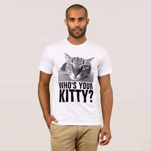 Grappig mannen CAT T-SHIRT, wie is jouw kat T-shirt (Voorkant volledig)