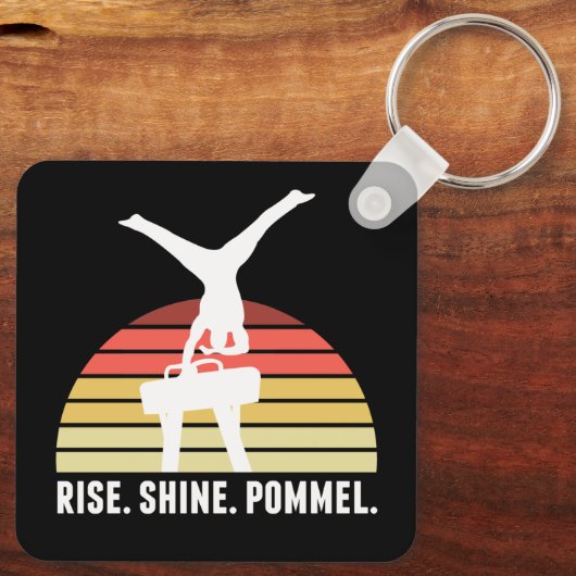 Grappig Mannen gymnastiek eet slaappommel Sleutelhanger (Achterkant)