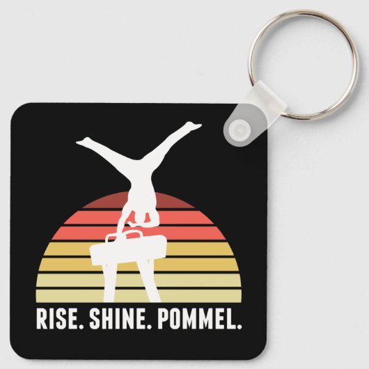 Grappig Mannen gymnastiek eet slaappommel Sleutelhanger (Achterkant)