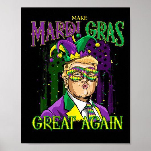 Grappig Mardi Gras Donald Trump Mardi Gras Amerika Poster (Voorkant)